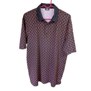 PKG Men's Comfort Fit Harlequin Short Sleeve Golf Polo Black L Athleisure Preppy